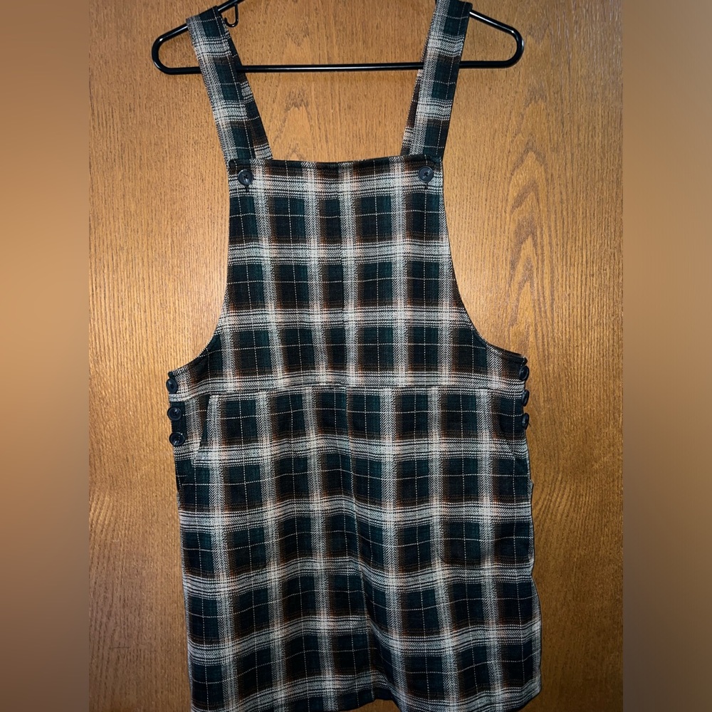 Plaid overall dress